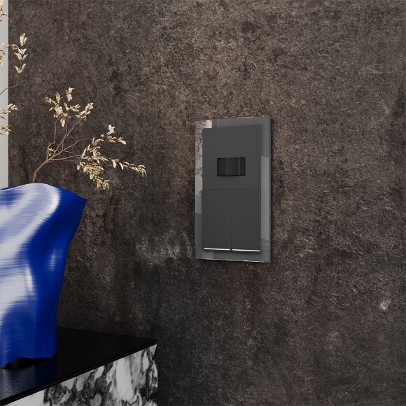 VLS020207 Выключатель встраиваемый с подсветкой двухклавишный графитового цвета 10А (2200 Ватт) VOLTUM S70 (графит)