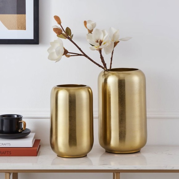 421046 ABUCAY Ваза декоративная металл матовая латунь H280 Ø170