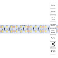 A2424015-02-4K Светодиодная лента 24В 20Вт/м 2200Лм/м 4000К CRI 90+ 15мм SMD2835 240шт/м 5м IP20
