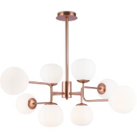 Люстра Maytoni Erich MOD221-PL-08-G основание латунь, подвесная люстра с шарами из матового белого стекла, 8xE14, дизайнерский светильник на большую гостинную
