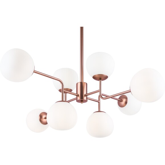 Люстра Maytoni Erich MOD221-PL-08-G основание латунь, подвесная люстра с шарами из матового белого стекла, 8xE14, дизайнерский светильник на большую гостинную