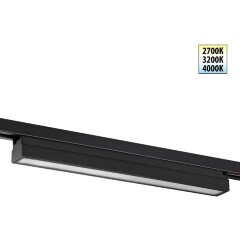 Novotech ITER 359788 Черный линейный однофазный трехжильный трековый светильник, 40см, с CCT переключением цветовой температуры, LED 24Вт 1294Лм CRI≥90 108° 2700-3200-4000К IP20 220V