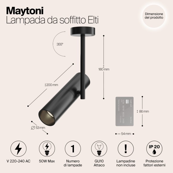 Накладной потолочный светильник Maytoni C020CL-01B Elti под лампу 1xGU10 50W