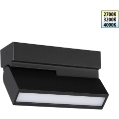Novotech EOS 359765 Черный накладной поворотный светодиодный светильник книжка, шириной 10см, с матовым белым рассеивателем, CCT перекл. цветовой температуры на драйвере, LED 6Вт 297Лм CRI90 120° 2700;3200;4000К IP20 220В, коэф. пультсации < 1%