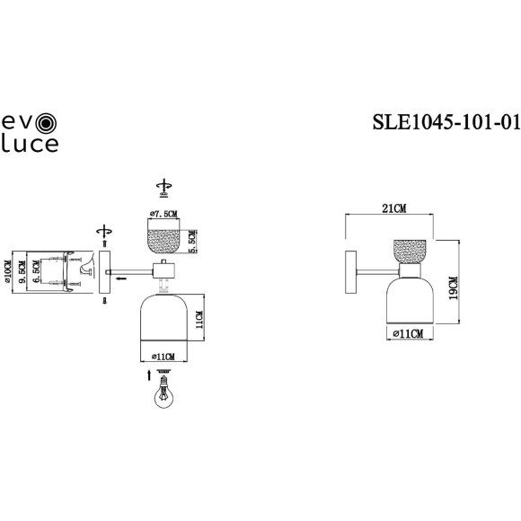 SLE1045-101-01 Светильник настенный Хром/Белый,  Дымчатый E14 1*40W VENTO