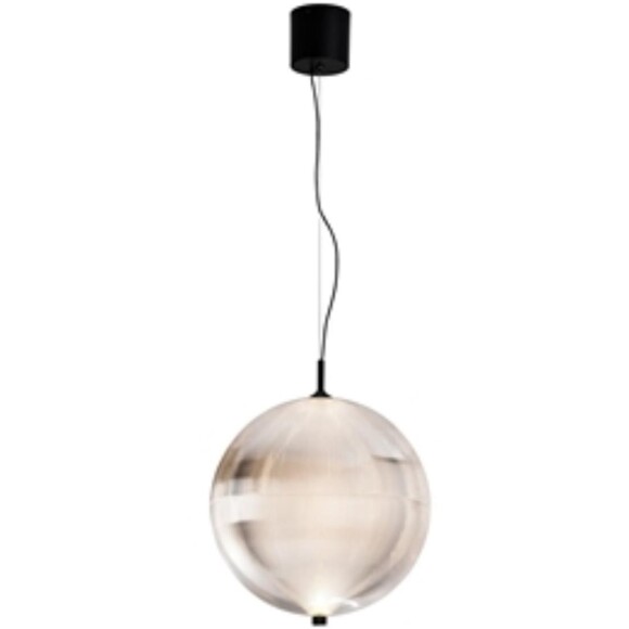 Favourite Planitis 4806-2P Современный подвесной светодиодный светильник-шар, плафон акрил рифленый, диаметром 32 см, черный металл, LED 12Вт 3000К 675Лм IP20 220В, макс. высота 150см