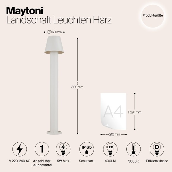 Уличный наземный светильник Maytoni O421FL-L5W Harz IP65 светодиодный LED 5W