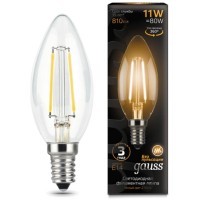 103801111 Лампа Gauss LED Filament Свеча E14 11W 720lm 2700К 1/10/50