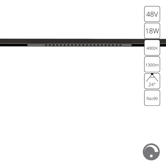 Arte Lamp Optima A7477PL-1BK Черный магнитный линейный светодиодный светильник с глазковыми диодами, с возможностью диммирования по протоколу 0/1-10V, LED 20Вт 1100Лм 4000К CRI90 24° IP20 48В