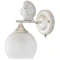 Arte Lamp Gemelli A2150AP-1WG Настенный светильник бра с птичкой, плафон шар 13 см, белое стекло, основание золото/белый металл, лампа E27 1шт до 60Вт IP20 220В, без выключателя на корпусе