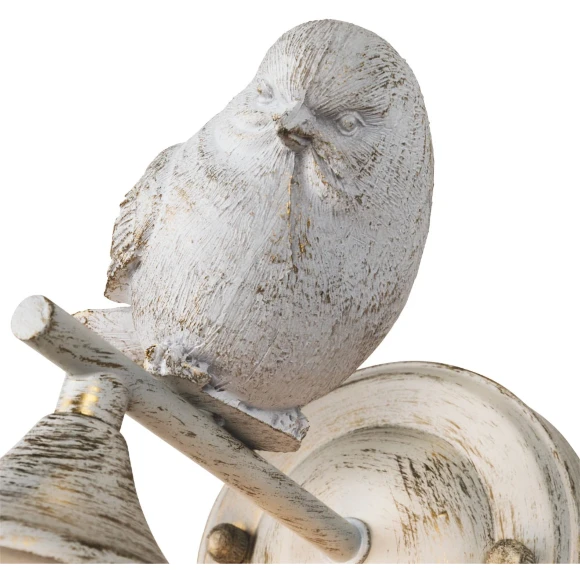 Arte Lamp Gemelli A2150AP-1WG Настенный светильник бра с птичкой, плафон шар 13 см, белое стекло, основание золото/белый металл, лампа E27 1шт до 60Вт IP20 220В, без выключателя на корпусе