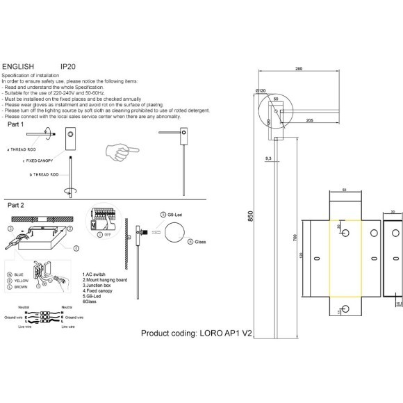 Бра Crystal Lux LORO AP1 V2 BLACK