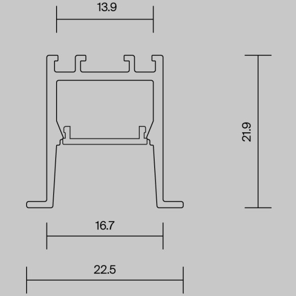Алюминиевый профиль встраиваемый скрытого монтажа 22x22 (Черный, 2 м), 632013