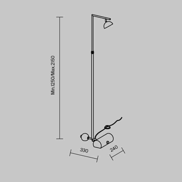 Латунный светодиодный торшер с рег. высотой 1.2-2.1м и поворотным плафоном 10Вт 3000К Maytoni Pikant MOD372FL-L10BS3K