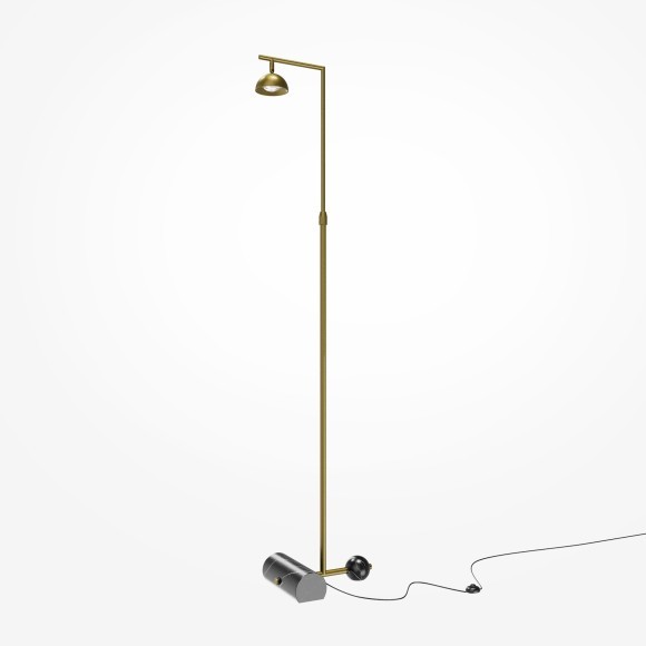 Латунный светодиодный торшер с рег. высотой 1.2-2.1м и поворотным плафоном 10Вт 3000К Maytoni Pikant MOD372FL-L10BS3K