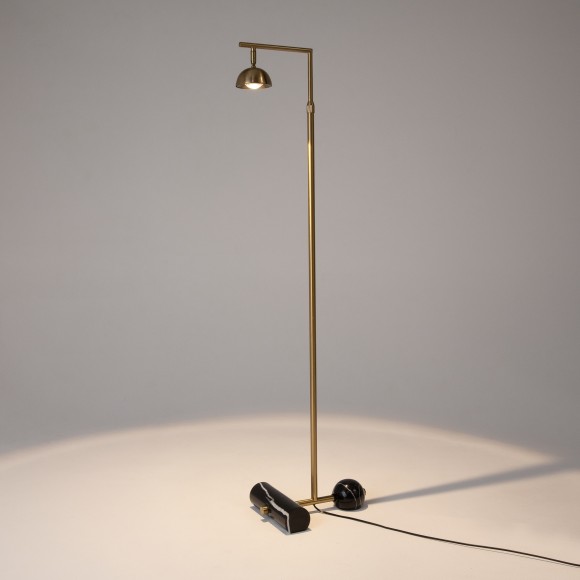 Латунный светодиодный торшер с рег. высотой 1.2-2.1м и поворотным плафоном 10Вт 3000К Maytoni Pikant MOD372FL-L10BS3K