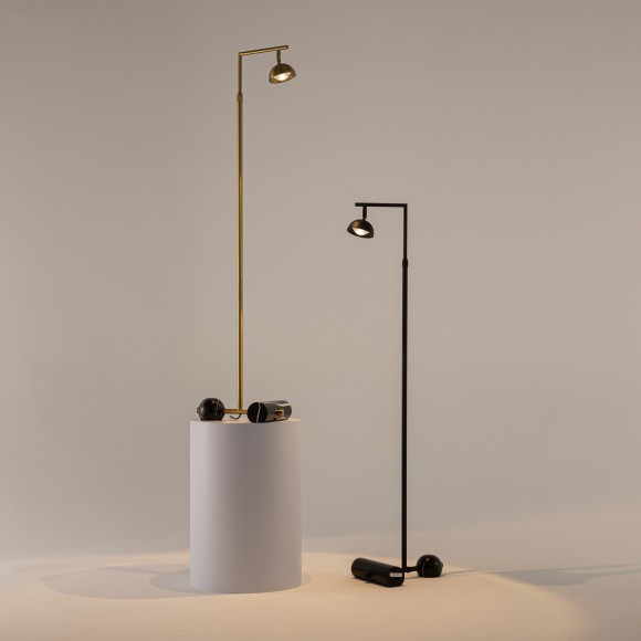 Латунный светодиодный торшер с рег. высотой 1.2-2.1м и поворотным плафоном 10Вт 3000К Maytoni Pikant MOD372FL-L10BS3K