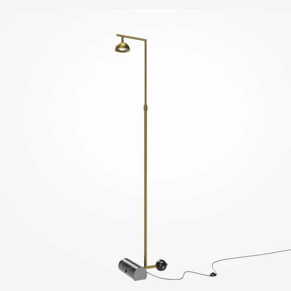 Латунный светодиодный торшер с рег. высотой 1.2-2.1м и поворотным плафоном 10Вт 3000К Maytoni Pikant MOD372FL-L10BS3K