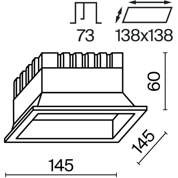 Встраиваемый светильник Technical DL056-18W3-4-6K-W