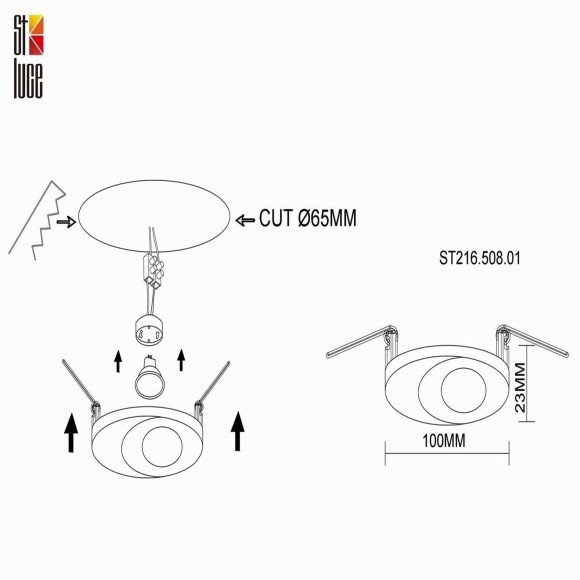 ST216.508.01 Св-к встр. Белый GU10 1*7W IP20 D100xH23 220V Без ламп Встраиваемые светильники ST216.508.01 Св-к встр. Белый GU10 1*7W IP20 D100xH23 220V Без ламп Встраиваемые светильники