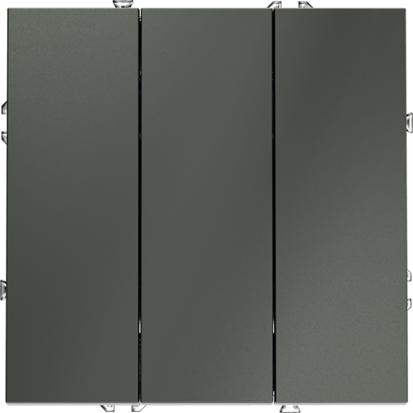 VLS030106 Выключатель встраиваемый трехклавишный титанового цвета 10А (2200 Ватт) VOLTUM S70 (титан)