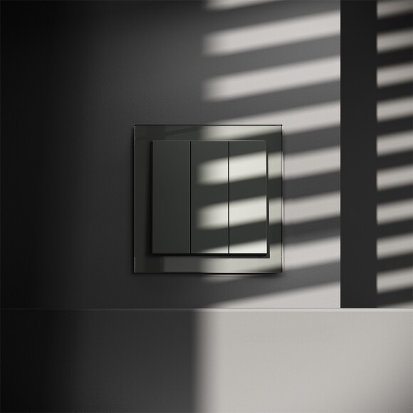 VLS030106 Выключатель встраиваемый трехклавишный титанового цвета 10А (2200 Ватт) VOLTUM S70 (титан)