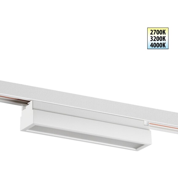 Novotech ITER 359789 Белый линейный однофазный трехжильный трековый светильник, 20см, с CCT переключением цветовой температуры, LED 12Вт 697Лм CRI≥90 108° 2700-3200-4000К IP20 220V