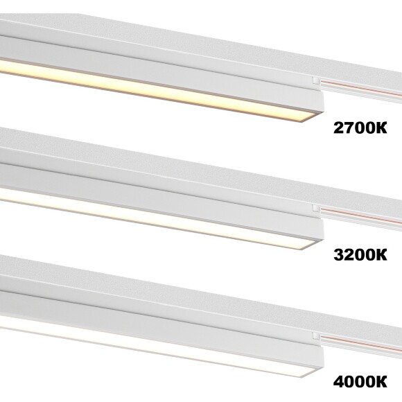 Novotech ITER 359789 Белый линейный однофазный трехжильный трековый светильник, 20см, с CCT переключением цветовой температуры, LED 12Вт 697Лм CRI≥90 108° 2700-3200-4000К IP20 220V