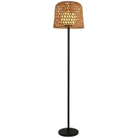 Favourite Recinto 4888-1F Уличный напольный светильник (торшер) влагозащищенный, с плафоном из ротанга коричневого цвета диаметром 40см, высота 175см, под сменную лампу Е27, IP44, 220В