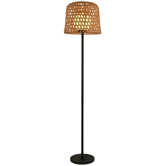 Favourite Recinto 4888-1F Уличный напольный светильник (торшер) влагозащищенный, с плафоном из ротанга коричневого цвета диаметром 40см, высота 175см, под сменную лампу Е27, IP44, 220В