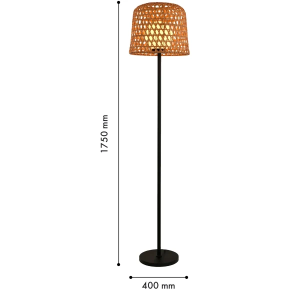 Favourite Recinto 4888-1F Уличный напольный светильник (торшер) влагозащищенный, с плафоном из ротанга коричневого цвета диаметром 40см, высота 175см, под сменную лампу Е27, IP44, 220В