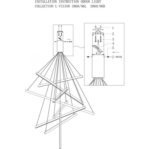 Люстра подвесная Odeon Light 3860/96L COMETA светодиодная LED 96W
