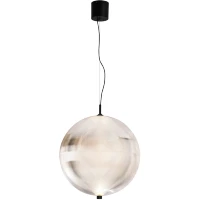 Favourite Planitis 4806-4P Современный подвесной светодиодный светильник-шар, плафон акрил рифленый, диаметром 40 см, черный металл, LED 20Вт 3000К 1125Лм IP20 220В, макс. высота 150см