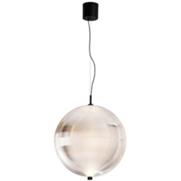 Favourite Planitis 4806-4P Современный подвесной светодиодный светильник-шар, плафон акрил рифленый, диаметром 40 см, черный металл, LED 20Вт 3000К 1125Лм IP20 220В, макс. высота 150см