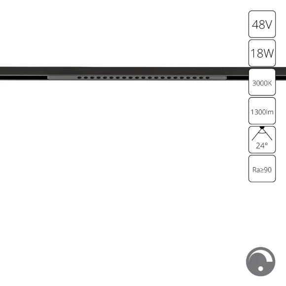 Arte Lamp Optima A7497PL-1BK Черный магнитный линейный светодиодный светильник с глазковыми диодами, с возможностью диммирования по протоколу 0/1-10V, LED 18Вт 1300Лм 3000К CRI90 24° IP20 48В