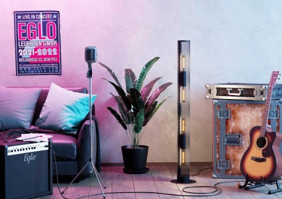 43537 Торшер REDCLIFFE, 4Х40W, E27, H1355, ?120, основание: ?250, сталь, черный