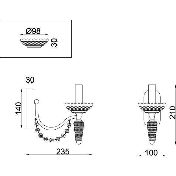 Бра Freya FR2009WL-01G Zoe под лампу 1xE14 40W