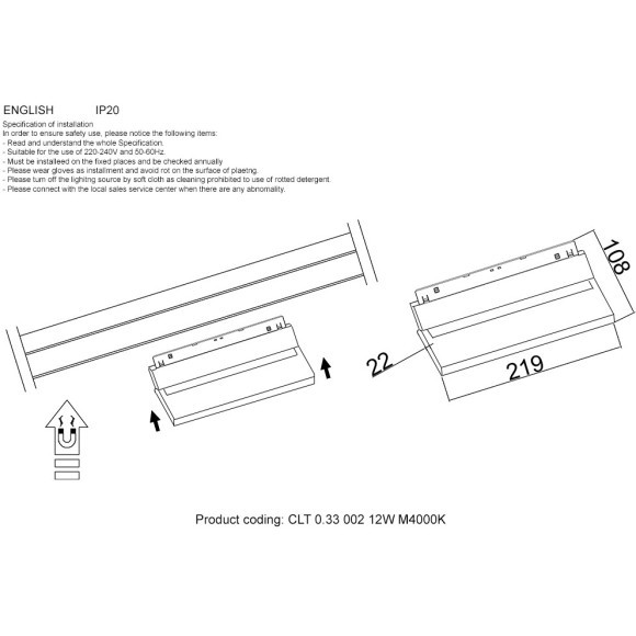 CLT 0.33 002 12W WH M4000K Трековый магнитный светодиодный светильник Crystallux Space 48V CRI90+ 4000К 700Лм 120° 12W