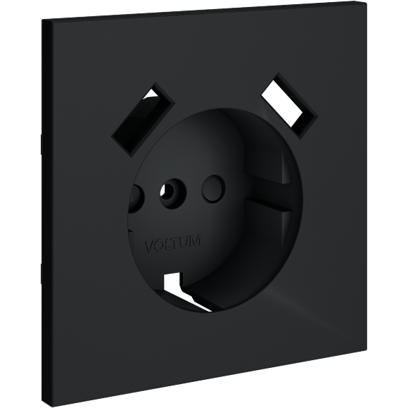 VLS000907 Накладка для розетки с заземлением и защитными шторками, с зарядкой от USB (ТИП A + ТИП A) графитового цвета VOLTUM S70 (графит)