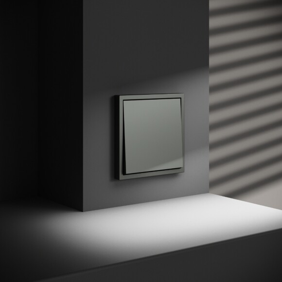 VLS010306 Проходной выключатель (переключатель) встраиваемый одноклавишный на 10 ампер (2200 Ватт) титанового цвета VOLTUM S70 (титан)