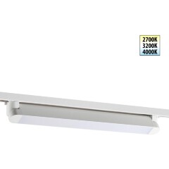 Novotech ITER 359794 Белый однофазный двухжильный трековый светильник длиной 46см, поворотный плафон, с CCT переключением цветовой температуры LED 24Вт 2032Лм CRI≥90 113° 2700-3200-4000К IP20 220V