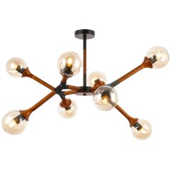 SLE109402-08 Светильник потолочный Черный, Темное дерево/Прозрачный, Янтарный E27 8*60W RAQUEL