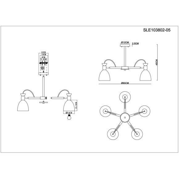 SLE103802-05 Светильник потолочный Светлое дерево, Белый/Белый E27 5*60W BALCAMO