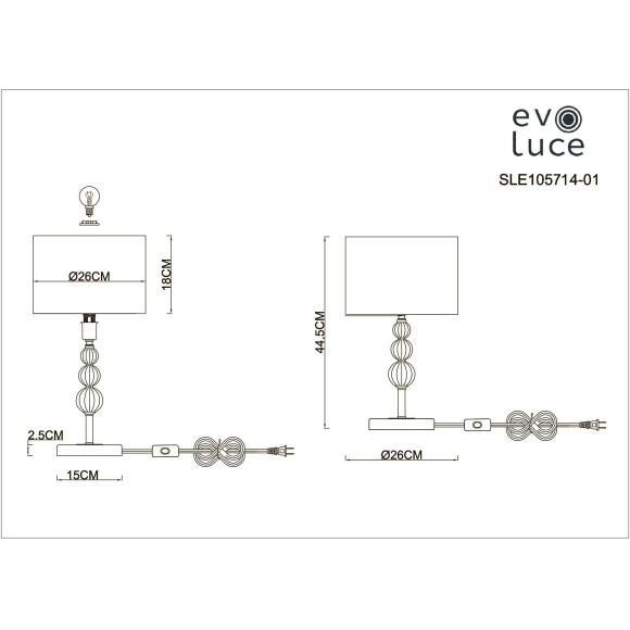 SLE105714-01 Прикроватная лампа Латунь, Прозрачный/Белый E14 1*40W RAMER