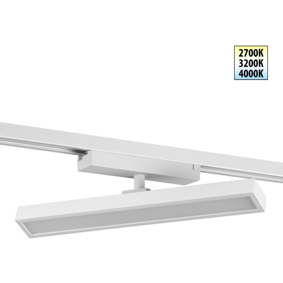 Novotech STRATUS 359775 Белый однофазный двужильный трековый светодиодный светильник, линейный 30см, поворотный, CCT перекл. цветовой температуры, LED 18Вт 1080Лм 2700;3200;4000К CRI90 105° IP20 220В, коэф. пульсации < 1%