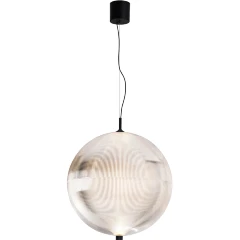 Favourite Planitis 4806-6P Современный подвесной светодиодный светильник-шар, плафон акрил рифленый, диаметром 60 см, черный металл, LED 30Вт 3000К 1685Лм IP20 220В, макс. высота 150см