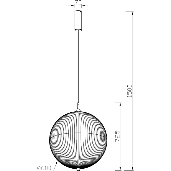 Favourite Planitis 4806-6P Современный подвесной светодиодный светильник-шар, плафон акрил рифленый, диаметром 60 см, черный металл, LED 30Вт 3000К 1685Лм IP20 220В, макс. высота 150см