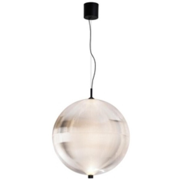 Favourite Planitis 4806-6P Современный подвесной светодиодный светильник-шар, плафон акрил рифленый, диаметром 60 см, черный металл, LED 30Вт 3000К 1685Лм IP20 220В, макс. высота 150см