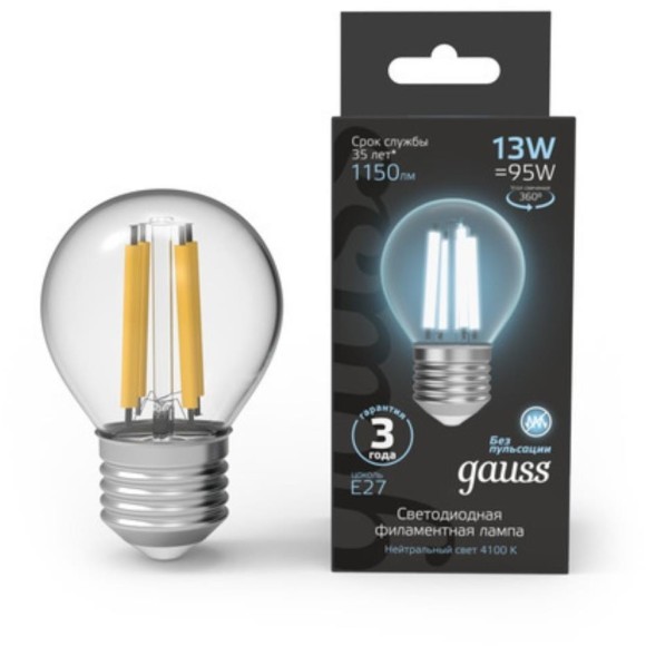 Светодиодная лампа Gauss Шар 13W 1150Lm 4100K E27 105802213