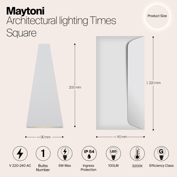 Уличный настенный светильник Maytoni O580WL-L6W Times Square IP54 светодиодный LED 6W